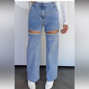 blue b denim rhinestone jeans in light wash